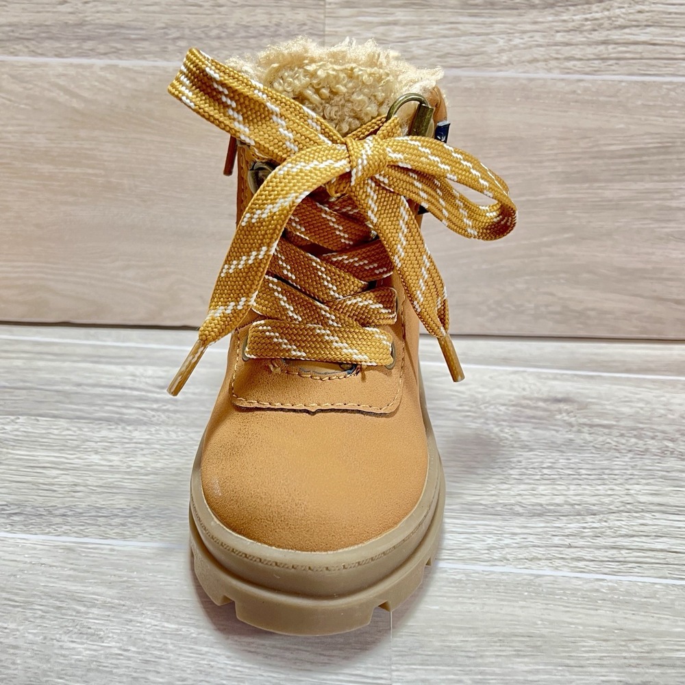 Winter Boots Waterproof Baby Size 2.5-3.5 H&M Brown Warm Soft Faux Fur Lace Zip - Picture 2 of 11